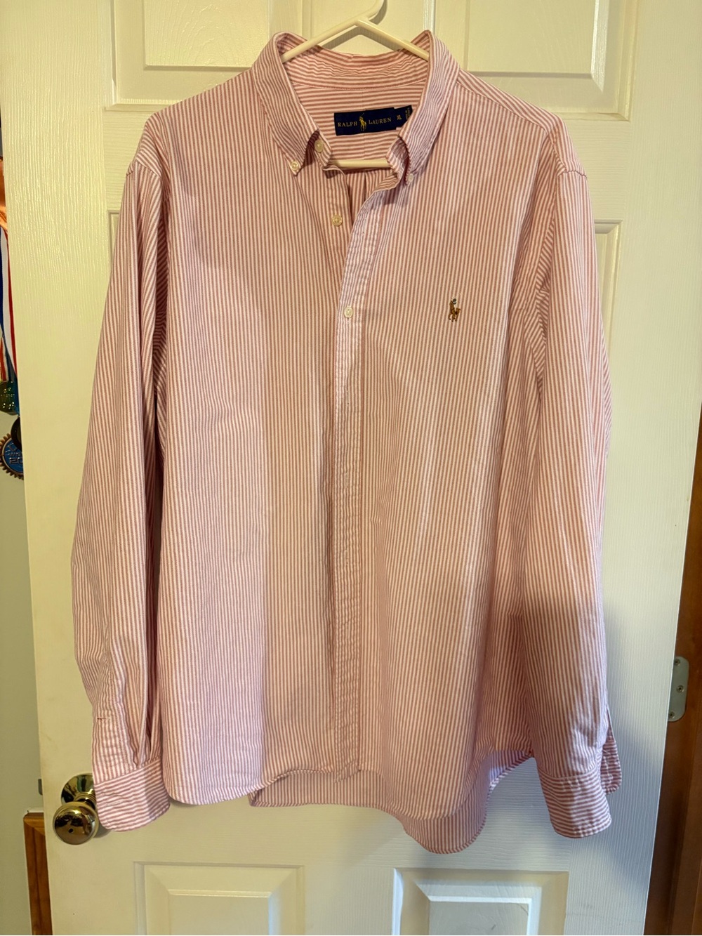 Ralph Lauren red and White Striped Button-Down Dress Shirt